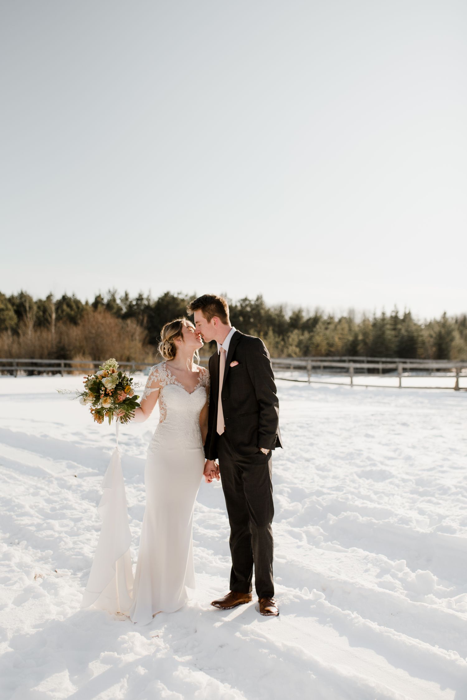 Canadian winter wedding styled shoot at a horse farm. Photographed by Vanessa Renae Photography, a Canadian and winnipeg wedding photographer.