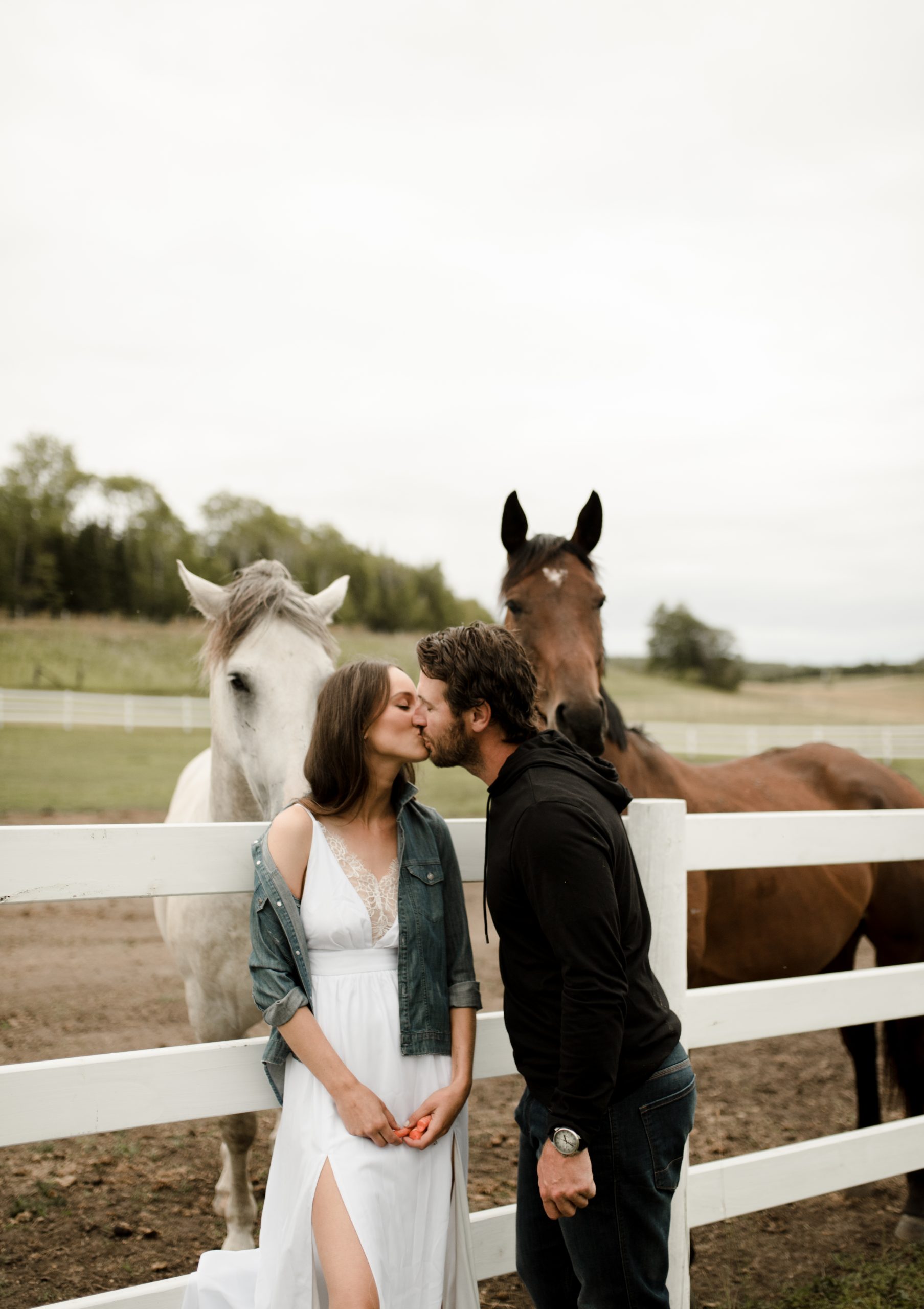 Canadian couple at their Kenora farm engagement session, photographed by Vanessa Renae Photography.