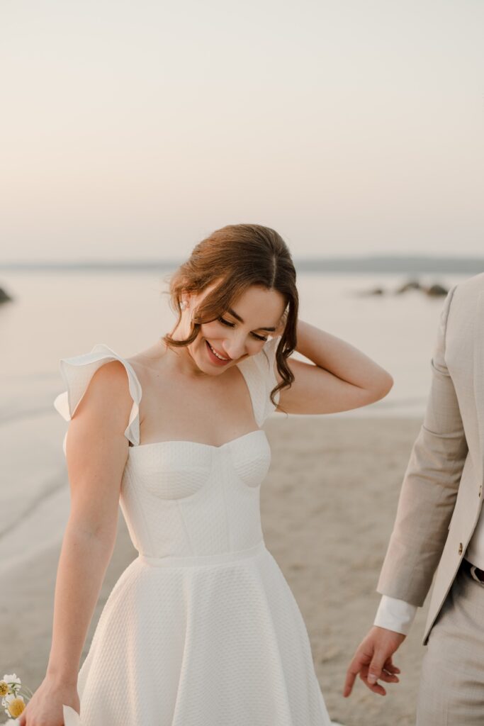 best Winnipeg elopement photographer - grand beach elopement - Vanessa Renae Photography - Winnipeg anniversary session - Alena Leena dress - beach bridal session