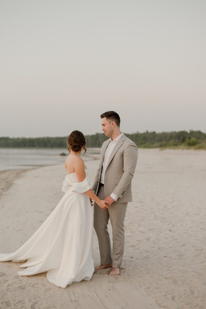 best Winnipeg elopement photographer - grand beach elopement - Vanessa Renae Photography - Winnipeg anniversary session - Alena Leena dress - beach bridal session